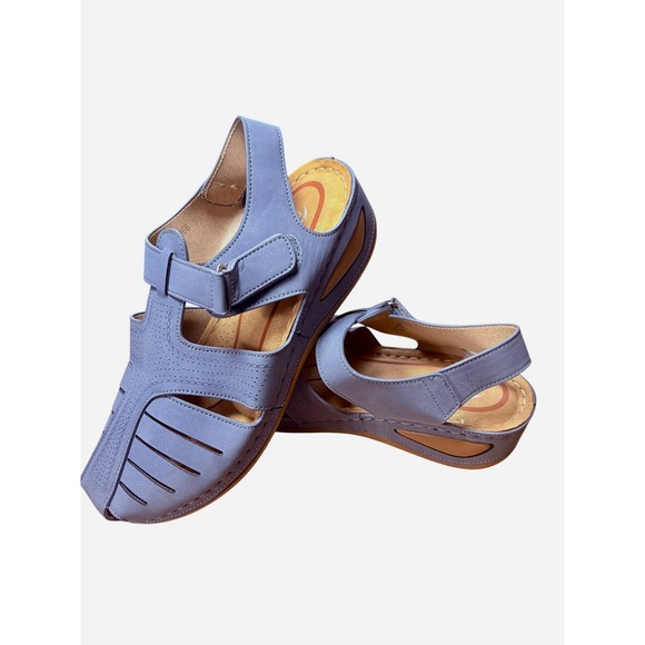 Shieever Shoes - Shibever Blue Comfort Sandals Womens 39 Orthopedic Closed Toe Wedge Fisherman